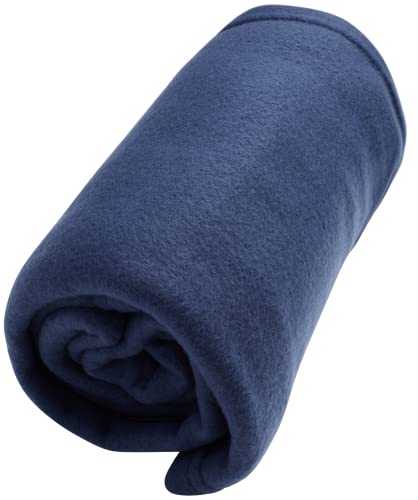 Brookstone Travel Blanket with Foot Pocket and Packing Case - Lightweight Portable Fleece Blanket for Vacations, Airplanes, Trains, Buses, and Cars, Size OneSize, Blue