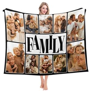 custom blankets with photos, personalized picture blanket with 10 photos collage, custom blanket with picture for family mom dad couples baby, personalized picture throw blanket for birthday festival