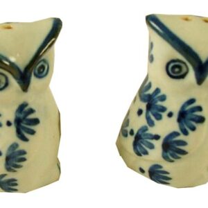 Porcelain Blue and White Hoot Owl Salt and Pepper Shakers