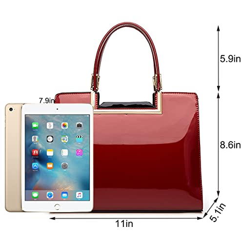 XingChen Shiny Patent Leather Handbags Glossy Shoulder Bags Fashion Satchel Purses Party Totes Top Handle Bags for Women