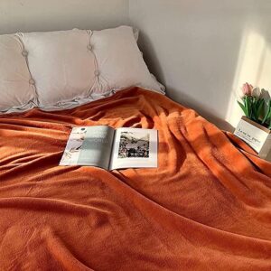double 91-tv throw blanket, lightweight, warm and cozy, super soft cuddly blanket for sofa, chair, and bed couch, fleece travel bedspread blanket single size 100 x 170 cm (classic orange)
