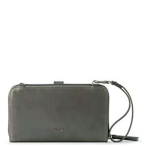 The Sak Womens Iris Large Smartphone Crossbody Bag in Leather, Slate Leaf Embossed, One Size US