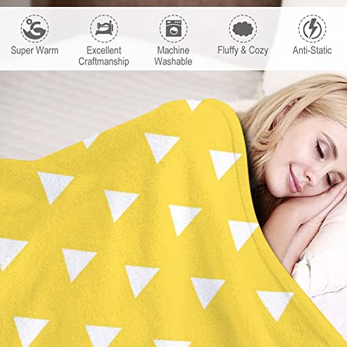 Demon Slayer Anime Zenitsu Throw Blanket Utra Soft Fade Resistant Bedding 50in x60in Japanese Anime Flannel Blanket for Couch Sofa Bed Office Outdoor Yellow Blanket