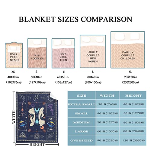 Pisces Constellation Astrology Blanket Flannel Fleece Throw Soft Cozy Blankets Microfiber Lightweight Warm Cozy Fuzzy Plush for Couch Sofa Bed Office All Season 50"X40" S for Kid