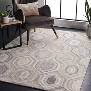 Safavieh Abstract Collection 8' x 10' Natural/Grey ABT902F Handmade Wool Area Rug