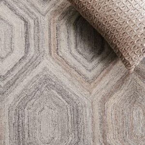 Safavieh Abstract Collection 8' x 10' Natural/Grey ABT902F Handmade Wool Area Rug