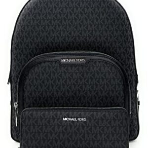 Michael Kors Jaycee Large Backpack School Bag Bundled JST Continental Wristlet Wallet (Black Signature)