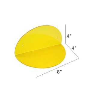 ROYALITA Acrylic Small Floating Shelves (2-Pack, 8-inch Diameter) - Wall Mounted Display for Plants, Toys, Makeup, and More - Ideal for Home and Office (Yellow)