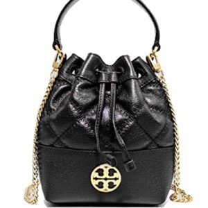 Tory Burch 87869 Willa Mini Black With Gold Hardware Women's Drawstring Bucket Bag