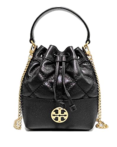 Tory Burch 87869 Willa Mini Black With Gold Hardware Women's Drawstring Bucket Bag