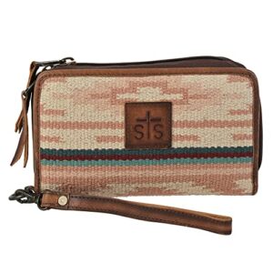 sts ranchwear women’s palomino kacy organizer | compact zipper wallet with interior pockets & card slots, multi-light pink serape, one size