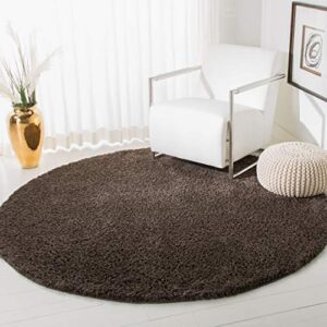 safavieh august shag collection 4′ x 4′ round brown aug900t solid non-shedding 1.2-inch thick area rug
