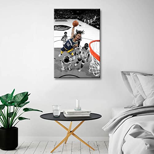 Ja Morant Poster Canvas Wall Art Basketball Posters Interior Room Bedroom Office Wall Decor (16x24inch-No Frame,A)