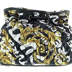 Versace Jeans Couture Black/Gold Heart Charm Purse Small Braid Bucket Crossbody Bag for womens