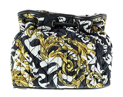 Versace Jeans Couture Black/Gold Heart Charm Purse Small Braid Bucket Crossbody Bag for womens