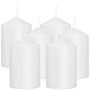 white pillar candles – set of 6 – 3″ x 6″ dripless unscented candles in white for home decor, relaxation & all occasions