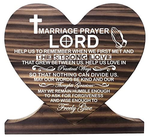 Marriage Prayer Inspirational Quote Wood Plaque, Gift Wood Plaque Heart, Heart Wood Sign, Lord, Help us to Remember When we First met, Great Gift for Christian Family, Ideal Bridal Shower Gift