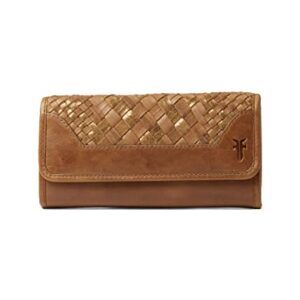 Frye Melissa Metallic Basket Woven Wallet Cognac One Size