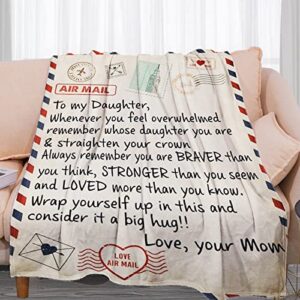 Daughter Gifts to My Daughter Blanket from Mom Ultra Soft Cozy Warm Flannel Throw Blankets for Bed Couch Bedroom Sofa Birthday Christmas Valentines Day Gifts for Daughters 60"x50"