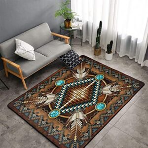 soft area rug for living room,native american style,large floor carpets doormat non slip washable indoor area rugs for bedroom kids room 3 x 5ft