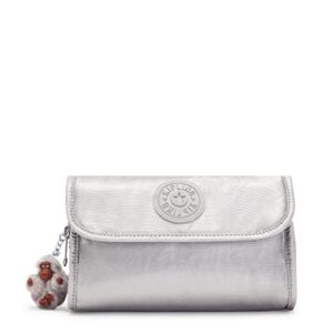 kipling womens women’s daisee pouch, medium bag, zip compartment, nylon travel pouch, smooth silver metallic, 8 l x 4.25 h 4 d us