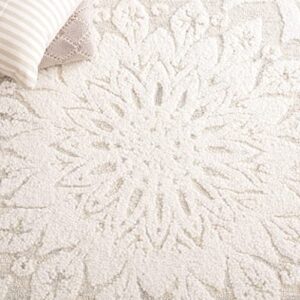 Safavieh Blossom Collection 6' x 6' Square Ivory/Grey BLM108F Handmade Medallion Wool Area Rug