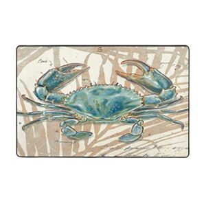 Soft Area Rug for Living Room,Nautical Ocean Animal Sea Underwater Submarine Blue Crab,Large Floor Carpets Doormat Non Slip Washable Indoor Area Rugs for Bedroom Kids Room 3 x 5Ft