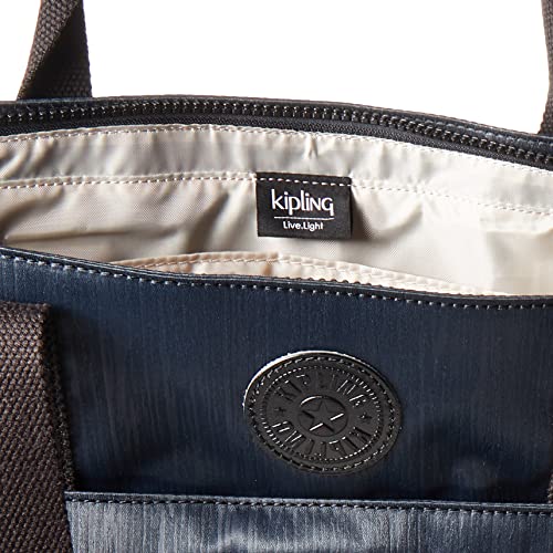 Kipling Womens Women's Natalie Bag, Adjustable, Removable Crossbody Strap, Dual Carry Handles, Nylon Handbag Tote Bag, Sparkling Slate, 16.75 L x 12 H 5 D US