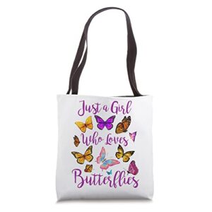 just a girl who loves butterflies shirt butterfly collection tote bag