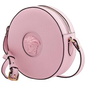 versace ladies la medusa round leather camera bag in baby pink