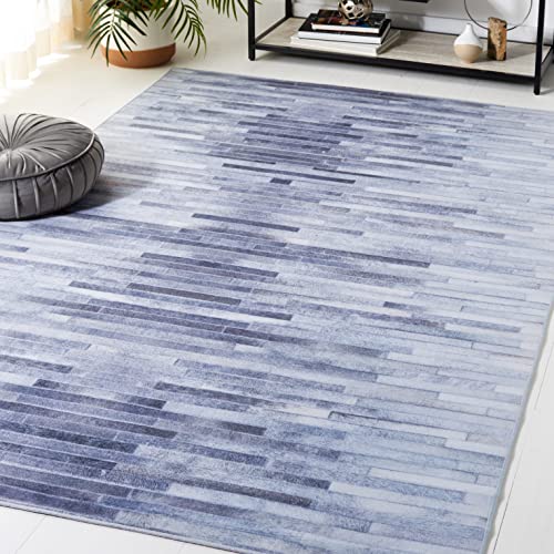 Safavieh Faux Hide Collection Machine Washable Slip Resistant 3' x 5' Light Grey/Grey FAH516F Rustic Lodge Modern Glam Bedroom Living Room Area Rug