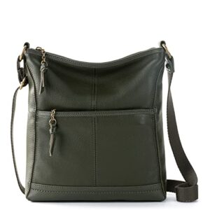 The Sak Womens Iris Crossbody in Leather Casual Purse With Adjustable Strap Zipper Pockets, Moss, One Size US