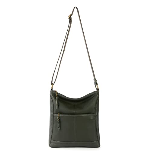 The Sak Womens Iris Crossbody in Leather Casual Purse With Adjustable Strap Zipper Pockets, Moss, One Size US