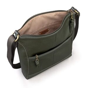 The Sak Womens Iris Crossbody in Leather Casual Purse With Adjustable Strap Zipper Pockets, Moss, One Size US