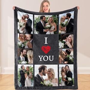diykst personalized blanket with photo text custom blanket memorial gift 10 photos collage customized blankets made in usa for family baby mother father lovers dog pets valentine’s day-4 sizes