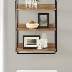 Kate and Laurel Hylton Modern Farmhouse 3-Tier Floating Wall Shelf for Display and Storage, 18x28x7, Rustic Brown/Black