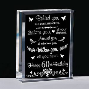 60th birthday gifts for women born in 1963, laser crystal behind you all memories before you all your dreams gift, birthday gifts for 60 year old men women mom dad grandpa grandma parents friend