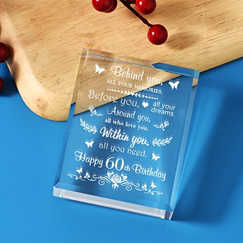 60th Birthday Gifts for Women Born In 1963, Laser Crystal Behind You All Memories Before You All Your Dreams Gift, Birthday Gifts for 60 Year Old Men Women Mom Dad Grandpa Grandma Parents Friend