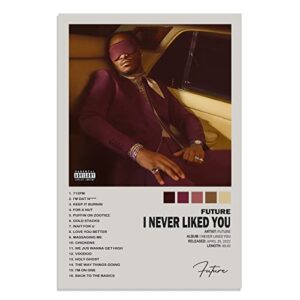 psimet future poster i never liked you album cover wall art canvas for office decor unframed 12” x 18”