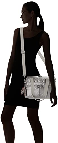 Kipling Womens Women's Charlene Bag, Organize Accessories, Removable Crossbody Strap, Nylon Travel Shoulder Bag, Smooth Silver Metallic, 11.5 L x 8.75 H 6.25 D US