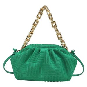 jacquard pattern cotton cloud shape dumpling handbag clutch purse for women shoulder hobo bag dupes(green)