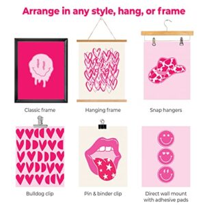 Woonkit 12 set Preppy Room Decor Aesthetic, Hot Pink Stuff, College Dorm Room Decor, Trendy Cute Bedroom Home Office Living Room Posters, Teen Girl Wall Art Prints, Wall Collage Kit, Preppy Hot Pink Pictures (B - PREPPY PINK)