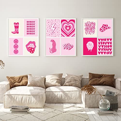 Woonkit 12 set Preppy Room Decor Aesthetic, Hot Pink Stuff, College Dorm Room Decor, Trendy Cute Bedroom Home Office Living Room Posters, Teen Girl Wall Art Prints, Wall Collage Kit, Preppy Hot Pink Pictures (B - PREPPY PINK)