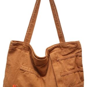 Canvas Tote Bag Shoulder Bag Womens Chic Hobo Bag Large Capacity Handbags Casual Canvas Beach Bag for Men Women