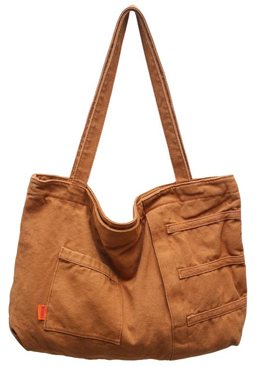 Canvas Tote Bag Shoulder Bag Womens Chic Hobo Bag Large Capacity Handbags Casual Canvas Beach Bag for Men Women