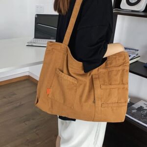 Canvas Tote Bag Shoulder Bag Womens Chic Hobo Bag Large Capacity Handbags Casual Canvas Beach Bag for Men Women