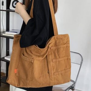 Canvas Tote Bag Shoulder Bag Womens Chic Hobo Bag Large Capacity Handbags Casual Canvas Beach Bag for Men Women