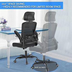 Ergonomic Office Chair, Home Office Desk Chair with Adjustable Headrest & Lumbar Support. High Back Mesh Computer Chair with Thickened Cushion &Flip-up Armrests, Task Executive Chair for Home Office