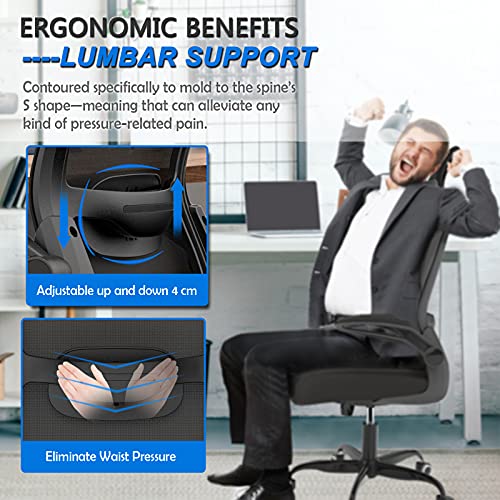 Ergonomic Office Chair, Home Office Desk Chair with Adjustable Headrest & Lumbar Support. High Back Mesh Computer Chair with Thickened Cushion &Flip-up Armrests, Task Executive Chair for Home Office