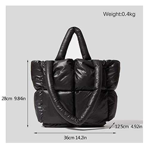 MadGrandeur Puffer Tote Bag Quilted Tote Bag for Women Down Fall Winter Handbag Puff Bag Aesthetic Shoulder Bag Stuffing Pillow Bag (Red)